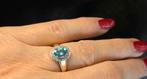 Gouden Vintage ring lagune toermalijn en diamant. 2025/844., Blauw, ., Nieuw, Ophalen of Verzenden