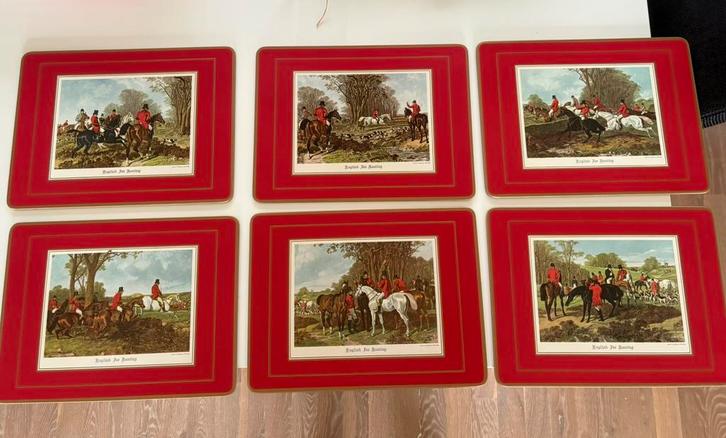 Pimpernel 6 traditional placemats, hunting red, Huis en Inrichting, Woonaccessoires | Onderzetters, Zo goed als nieuw, Bord, Ophalen of Verzenden