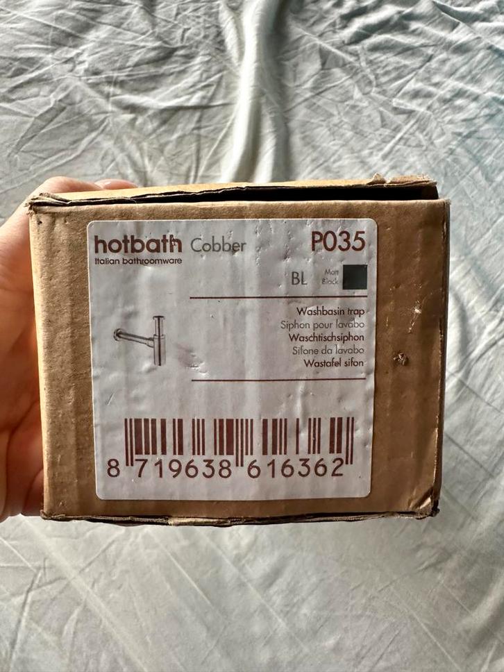 Hotbath Cobber P035 Sifon - Mat Zwart, Doe-het-zelf en Verbouw, Sanitair, Nieuw, Wastafel, Ophalen of Verzenden