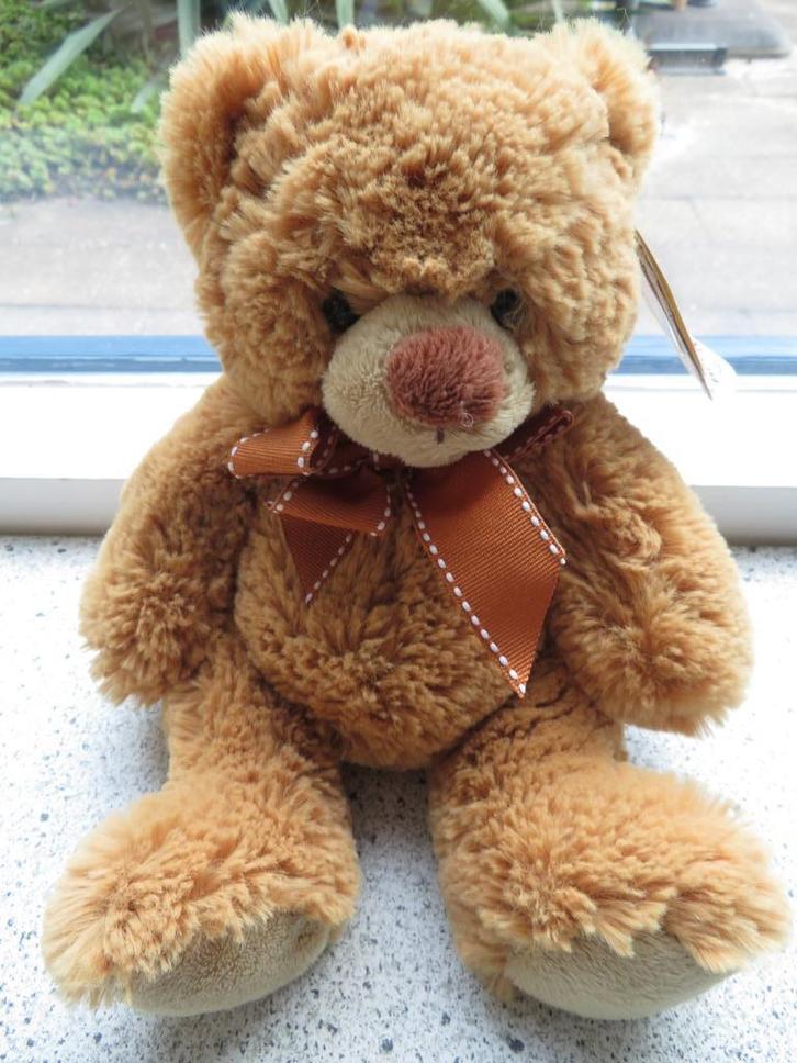 Beer merk Nicotoy meet ca 24 cm zacht bruin velours met, Kinderen en Baby's, Speelgoed | Knuffels en Pluche, Nieuw, Beer, Ophalen of Verzenden