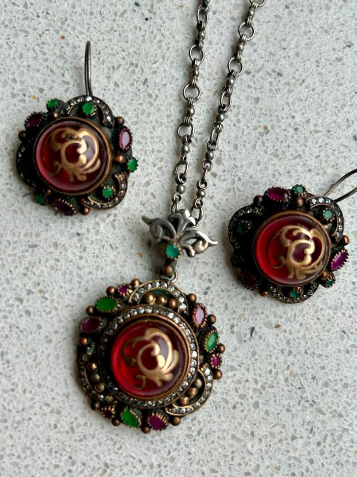 Prachtige handgemaakte 925 zilveren set, Antiek en Kunst, Antiek | Goud en Zilver, Zilver, Ophalen of Verzenden