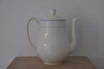 Petrus Regout theepot/koffiepot creme met blauw lijntje, Gebruikt, Keramiek, Overige typen, Ophalen of Verzenden