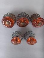 antiek knoppen voor kast of lade - glas en metaal, Ophalen of Verzenden