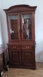 Klassieke houten vitrinekast / buffetkast, Ophalen, Gebruikt, 25 tot 50 cm, Glas