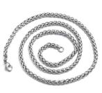 Heren Ketting zilver roestvrij staal (55 cm) NIEUW, Ophalen of Verzenden, Nieuw, Zilver, Overige materialen
