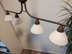Plafond hanglamp bruin melkglas incl 4 dimbare ledlampjes, Gebruikt, Ophalen
