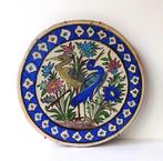 Keramiek tegel rond beige blauw vogels bloemen Perzië 4134-t, Ophalen of Verzenden