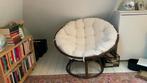 Papasan loungestoel,bruin rotan ,creme kussen, Ophalen, Zo goed als nieuw