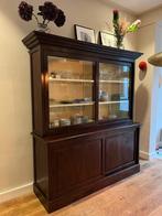 Antieke houten buffetkast met glazen schuifdeuren, Huis en Inrichting, Kasten | Buffetkasten, Ophalen, 200 cm of meer, 150 tot 200 cm