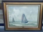 Schilderij van Henk Dekker Scheveningse botters op Zee, Antiek en Kunst, Kunst | Schilderijen | Klassiek, Ophalen of Verzenden