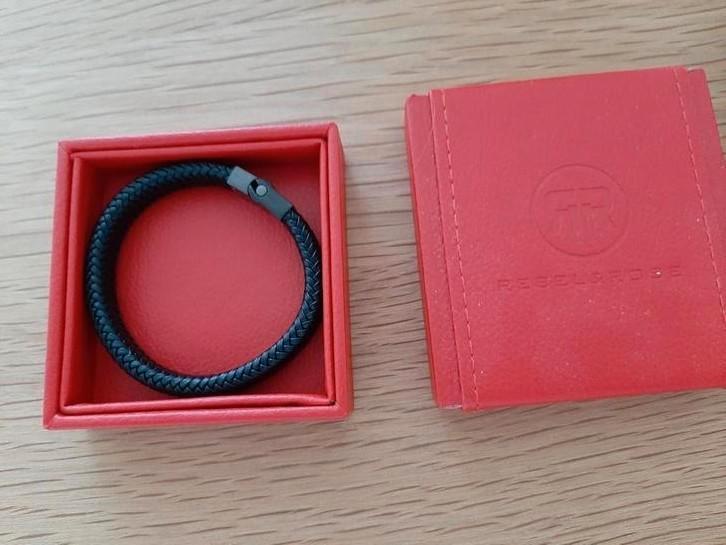 Rebel en Rose zwarte leren armband dames heren, Sieraden, Tassen en Uiterlijk, Armbanden, Zo goed als nieuw, Leer, Zwart, Verzenden