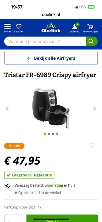 Tristar Cripy Airfryer FR6989 beschikbaar voor biedingen