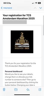 Startbewijs hele marathon Amsterdam RUILEN tegen halve, Sport en Fitness, Loopsport en Atletiek, Ophalen, Nieuw, Overige typen