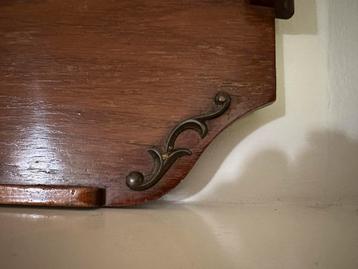 Vintage Art Deco Houten Dienblad met Messing Details beschikbaar voor biedingen