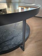 Salontafel Ikea antraciet marmerpatroon/zwart glas, Ophalen, Gebruikt, Rond, 50 tot 100 cm