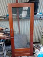 Hardhouten deur met geslepen glas, Doe-het-zelf en Verbouw, Kozijnen en Schuifpuien, Deurkozijn, Zo goed als nieuw, Hout, Ophalen
