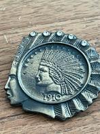 Vintage Sjaalring met Indianenmunt, Overige materialen, Gebruikt, Minder dan 4 cm, Ophalen of Verzenden