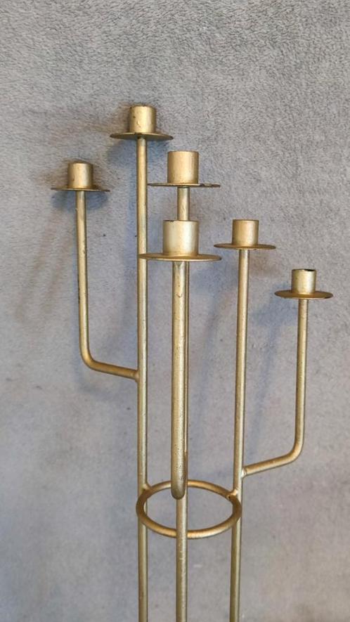 Vintage 6 armige staande kandelaar - goudkleurig - 103 cm, Huis en Inrichting, Woonaccessoires | Kandelaars en Kaarsen, Kandelaar