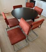 6 buis frame eetkamerstoelen - bruin / donkeroranje, Huis en Inrichting, Stoelen, Ophalen, Zo goed als nieuw, Bruin, Vijf, Zes of meer stoelen
