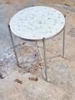 Salontafel Wit Terrazzo Blad, Huis en Inrichting, Tafels | Salontafels, Minder dan 50 cm, Rond, Minder dan 50 cm, Ophalen of Verzenden