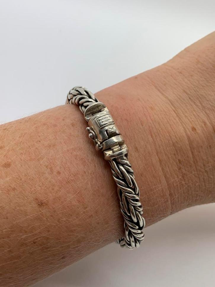 BB1 Prachtige zilveren buddha to buddha armband, Sieraden, Tassen en Uiterlijk, Armbanden, Zo goed als nieuw, Zilver, Zilver, Ophalen of Verzenden