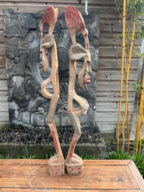 Afrikaans houtsnijwerk vintage echtpaar man vrouw set 92 cm, Antiek en Kunst, Kunst | Beelden en Houtsnijwerken, Ophalen of Verzenden