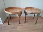 Mango Houten Bijzettafel, Huis en Inrichting, Tafels | Sidetables, Ophalen, Rond, Minder dan 50 cm, Zo goed als nieuw
