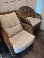 Eethoek fauteuils van dik rotan inclusief kussen, Ophalen, Zo goed als nieuw, 75 tot 100 cm, 50 tot 75 cm