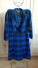 Zwart/blauw geblokte vintage jurk Cora Lise maat M tot L, Kleding | Dames, Jurken, Maat 42/44 (L), Zo goed als nieuw, Onder de knie
