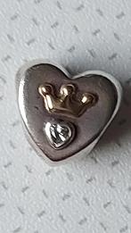 ZELDZAME originele Pandora bedel hart goud kroontje, Pandora, Ophalen of Verzenden, Zo goed als nieuw, Zilver