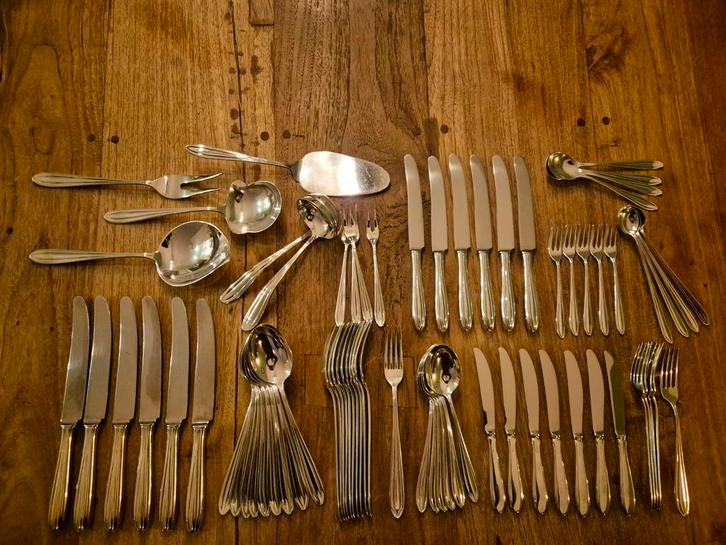 69-delige verzilverde bestekset Keltum, Chantal P3, Antiek en Kunst, Antiek | Goud en Zilver, Ophalen of Verzenden