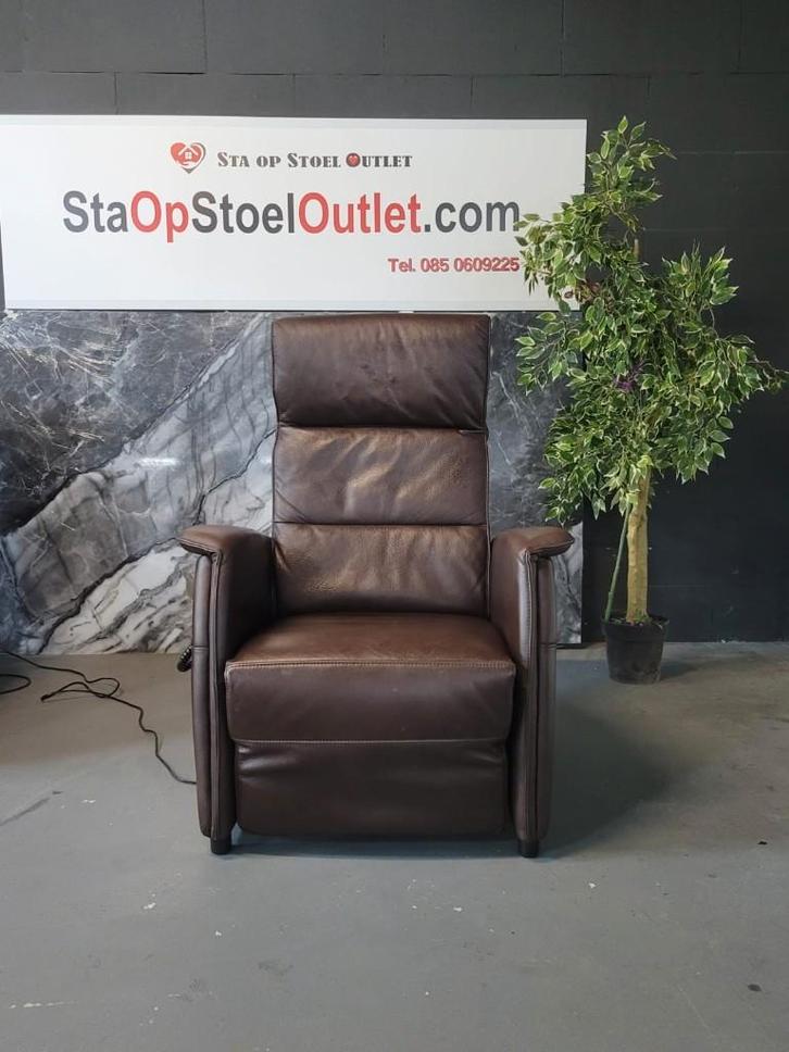 Sta op Stoel Ciar Leder Mokkabruin, Huis en Inrichting, Fauteuils, Gebruikt, Leer, 50 tot 75 cm, Minder dan 75 cm, Ophalen of Verzenden