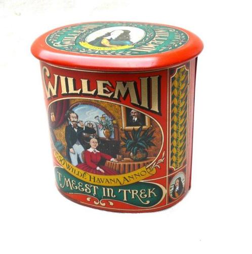 blik (leeg!!!) Willem II 50 wilde Havannas Valkenswaard., Verzamelen, Rookartikelen, Aanstekers en Luciferdoosjes, Gebruikt, Tabaksdoos of Verpakking