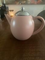 Roze theepot dubbelwandig met zilveren deksel, Ophalen, Keramiek, Overige typen, Zo goed als nieuw