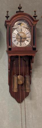Sallander / Warmink wandklok hout antiek maanstand slinger, Antiek en Kunst, Ophalen