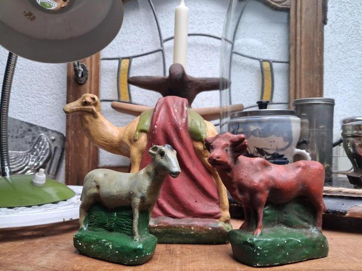 nostalgische oude kerstgroep os, ezel & kameel, Diversen, Kerst, Gebruikt, Ophalen of Verzenden