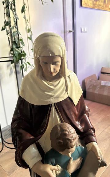 Groot kerkbeeld Maria met haar moeder Anna, 95 cm beschikbaar voor biedingen