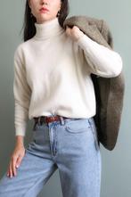 Vintage sisley angora lambswol col trui in ecru S, Verzenden, Wit, Zo goed als nieuw, Vintage
