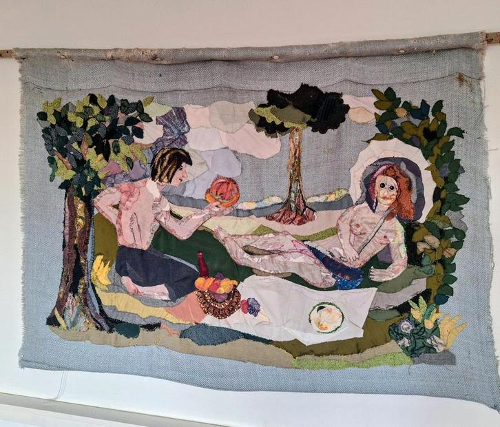 Handgemaakt Wandkleed - Uniek Textielkunstwerk, Antiek en Kunst, Antiek | Kleden en Textiel, Ophalen of Verzenden
