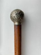 antieke wandelstok met zilveren knop, Ophalen, Zilver