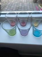 6 Kleurrijke Glazen - 9cm Hoog, Glas of Glazen, Ophalen of Verzenden, Effen, Glas