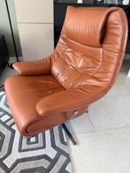Mooie lederen bruine Hukla relaxfauteuil, Gebruikt, Ophalen of Verzenden, 75 tot 100 cm, Leer