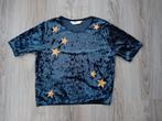 Blauw velours glansshirt met gouden sterren mt 158/164, Kinderen en Baby's, Kinderkleding | Maat 158, Meisje, Ophalen of Verzenden