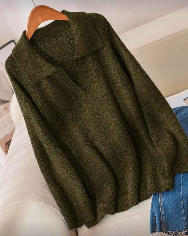 Trui Mona Groen (44-52), Kleding | Dames, Grote Maten, Nieuw, Trui of Vest, Groen, Verzenden