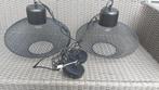 Twee mooie zwarte metalen hanglampen, Huis en Inrichting, Lampen | Hanglampen, Ophalen, Gebruikt, Metaal, Minder dan 50 cm