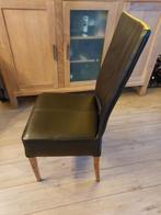 6 Bruin leren eetkamerstoelen, Ophalen, Gebruikt, Bruin, Modern