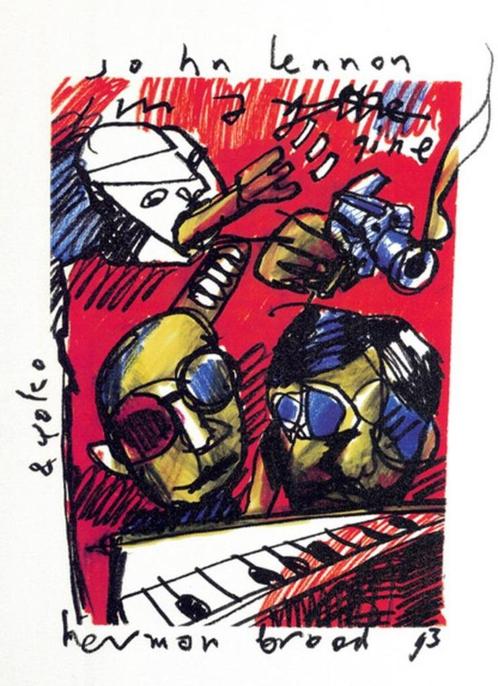 Herman Brood litho John Lennon bieden, Antiek en Kunst, Kunst | Litho's en Zeefdrukken, Ophalen of Verzenden