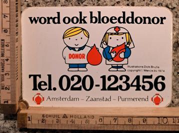 Vintage sticker Strip Dick Bruna 1974 bloeddonor donor beschikbaar voor biedingen