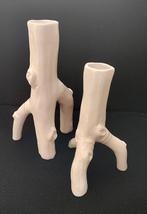 Vintage set van 2 koraal vazen keramieken, Huis en Inrichting, Woonaccessoires | Vazen, Verzenden, Wit, Aardewerk of Porselein