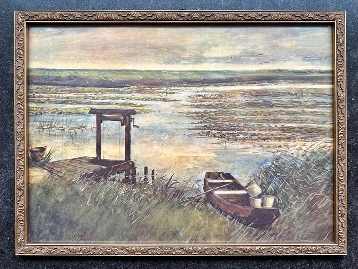 Albertus Gerhard Hulshoff Pol: Landschap - Ingelijst, Antiek en Kunst, Kunst | Schilderijen | Klassiek, Ophalen of Verzenden